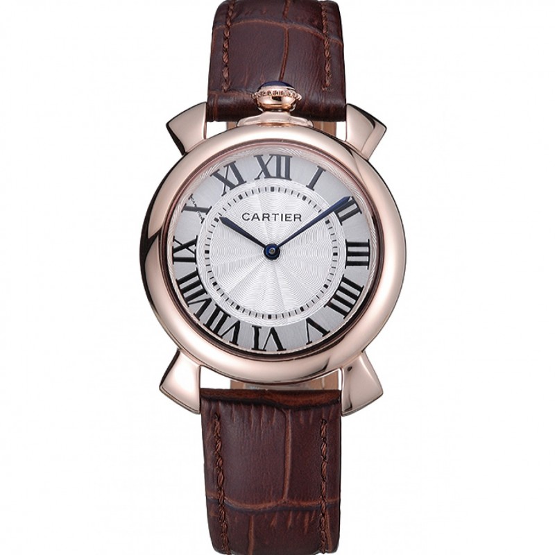 Bracciale in pelle Cartier Rotonde Crown Blue Brown 621.974